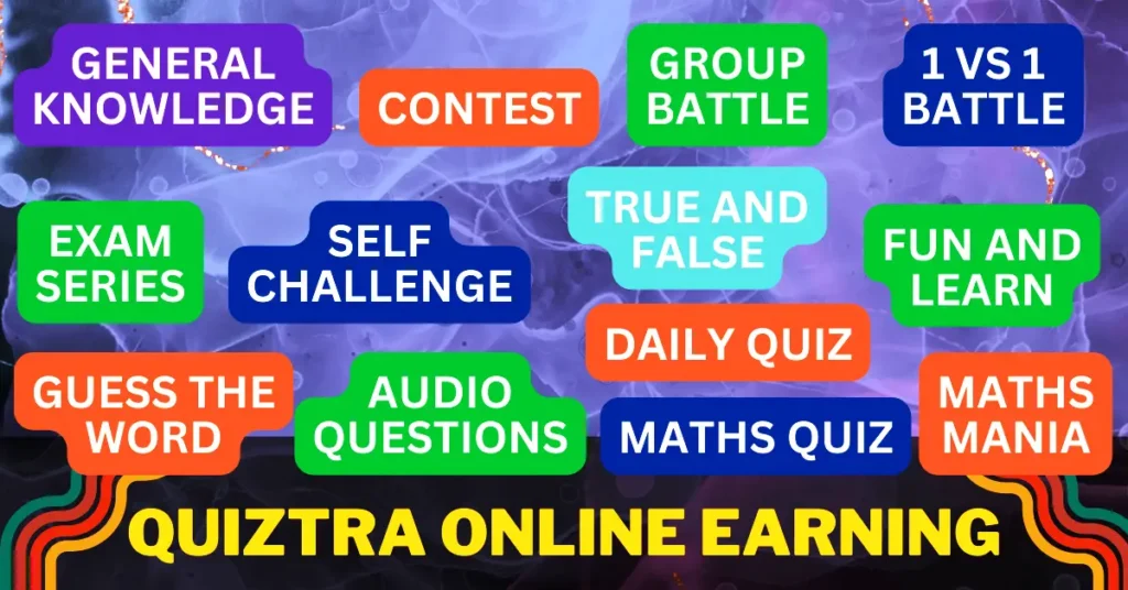 Online quiz categories
